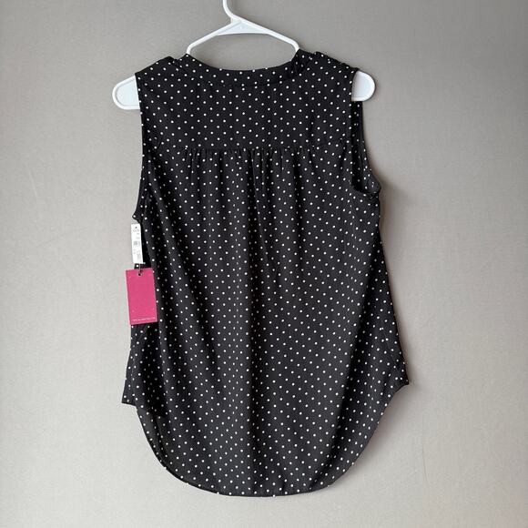 Vince Camuto sz S black‎ white polka dot sleeveless blouse NWT - Picture 4 of 11